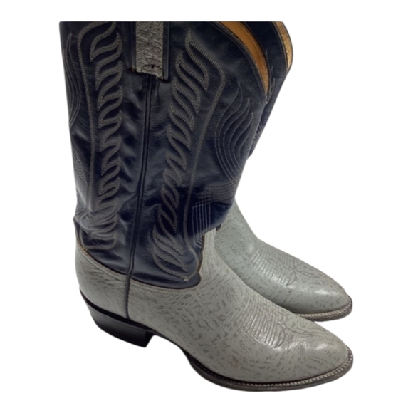 Tony Lama Cowboy Boots Men’s Western Gray Leather with Black Shaft Size 10.5 - Picture 11 of 14